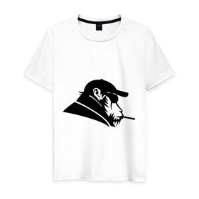 Мужская футболка хлопок с принтом Макака в Петрозаводске, 100% хлопок | прямой крой, круглый вырез горловины, длина до линии бедер, слегка спущенное плечо. | обезьяна