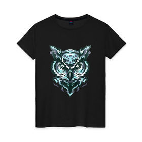 Женская футболка хлопок с принтом СОВА | OWL в Петрозаводске, 100% хлопок | прямой крой, круглый вырез горловины, длина до линии бедер, слегка спущенное плечо | сова