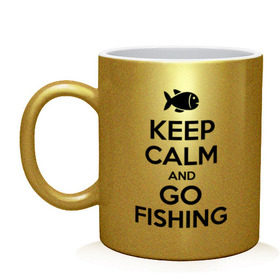 Кружка с принтом Keep calm and go fishing в Петрозаводске, керамика | объем — 330 мл, диаметр — 80 мм. Принт наносится на бока кружки, можно сделать два разных изображения | fishing | keep calm | рыбак | рыбалка | рыбачить | сохраняй спокойствие