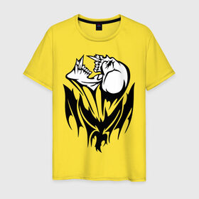 Мужская футболка хлопок с принтом Крылатая смерть в Петрозаводске, 100% хлопок | прямой крой, круглый вырез горловины, длина до линии бедер, слегка спущенное плечо. | демон | крылатая | череп
