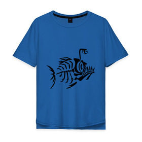 Мужская футболка хлопок Oversize с принтом Скелет глубоководной рыбы в Петрозаводске, 100% хлопок | свободный крой, круглый ворот, “спинка” длиннее передней части | скелет