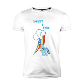 Мужская футболка премиум с принтом Rainbow Dash Loyalty в Петрозаводске, 92% хлопок, 8% лайкра | приталенный силуэт, круглый вырез ворота, длина до линии бедра, короткий рукав | Тематика изображения на принте: 