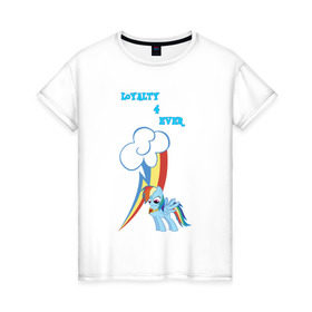 Женская футболка хлопок с принтом Rainbow Dash Loyalty в Петрозаводске, 100% хлопок | прямой крой, круглый вырез горловины, длина до линии бедер, слегка спущенное плечо | 