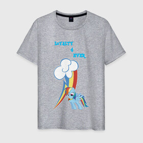Мужская футболка хлопок с принтом Rainbow Dash Loyalty в Петрозаводске, 100% хлопок | прямой крой, круглый вырез горловины, длина до линии бедер, слегка спущенное плечо. | 