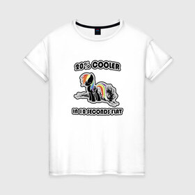 Женская футболка хлопок с принтом Rainbow Dash Black&Color в Петрозаводске, 100% хлопок | прямой крой, круглый вырез горловины, длина до линии бедер, слегка спущенное плечо | 