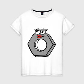 Женская футболка хлопок с принтом Гайка в Петрозаводске, 100% хлопок | прямой крой, круглый вырез горловины, длина до линии бедер, слегка спущенное плечо | гайка | любовь | пара