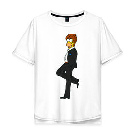 Мужская футболка хлопок Oversize с принтом Мистер Симпсон в Петрозаводске, 100% хлопок | свободный крой, круглый ворот, “спинка” длиннее передней части | гомер