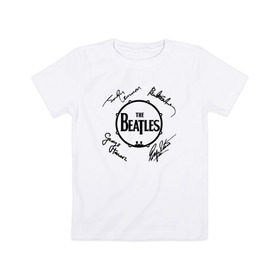 Детская футболка хлопок с принтом Beatles (автографы) в Петрозаводске, 100% хлопок | круглый вырез горловины, полуприлегающий силуэт, длина до линии бедер | битлз