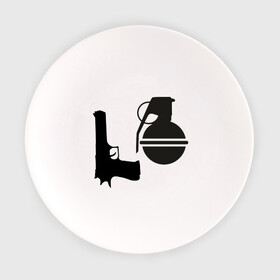 Тарелка с принтом Love guns в Петрозаводске, фарфор | диаметр - 210 мм
диаметр для нанесения принта - 120 мм | день святого валентина | любовь | оружие | символ