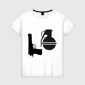 Женская футболка хлопок с принтом Love guns в Петрозаводске, 100% хлопок | прямой крой, круглый вырез горловины, длина до линии бедер, слегка спущенное плечо | день святого валентина | любовь | оружие | символ