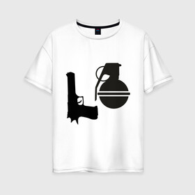 Женская футболка хлопок Oversize с принтом Love guns в Петрозаводске, 100% хлопок | свободный крой, круглый ворот, спущенный рукав, длина до линии бедер
 | день святого валентина | любовь | оружие | символ
