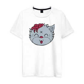 Мужская футболка хлопок с принтом Drop Dead Kitty в Петрозаводске, 100% хлопок | прямой крой, круглый вырез горловины, длина до линии бедер, слегка спущенное плечо. | Тематика изображения на принте: 