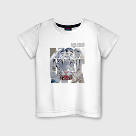 Детская футболка хлопок с принтом Белый тигр в Петрозаводске, 100% хлопок | круглый вырез горловины, полуприлегающий силуэт, длина до линии бедер | Тематика изображения на принте: 
