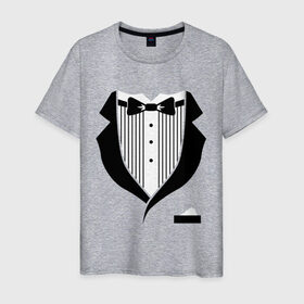 Мужская футболка хлопок с принтом Фрак с бабочкой в Петрозаводске, 100% хлопок | прямой крой, круглый вырез горловины, длина до линии бедер, слегка спущенное плечо. | бабочка