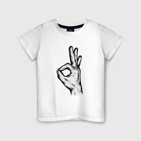 Детская футболка хлопок с принтом все ок в Петрозаводске, 100% хлопок | круглый вырез горловины, полуприлегающий силуэт, длина до линии бедер | Тематика изображения на принте: 