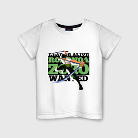Детская футболка хлопок с принтом Ророноа Зоро в Петрозаводске, 100% хлопок | круглый вырез горловины, полуприлегающий силуэт, длина до линии бедер | 