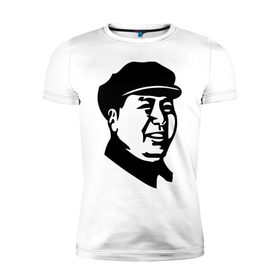 Мужская футболка премиум с принтом Мао в Петрозаводске, 92% хлопок, 8% лайкра | приталенный силуэт, круглый вырез ворота, длина до линии бедра, короткий рукав | китай | кнр | мао | цзедун