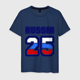 Мужская футболка хлопок с принтом Russia - 25 (Приморский край) в Петрозаводске, 100% хлопок | прямой крой, круглый вырез горловины, длина до линии бедер, слегка спущенное плечо. | 