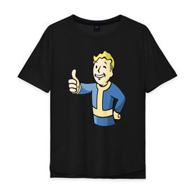 Мужская футболка хлопок Oversize с принтом Fallout vault boy в Петрозаводске, 100% хлопок | свободный крой, круглый ворот, “спинка” длиннее передней части | 