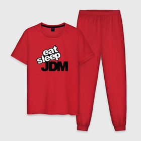 Мужская пижама хлопок с принтом eat sleep JDM в Петрозаводске, 100% хлопок | брюки и футболка прямого кроя, без карманов, на брюках мягкая резинка на поясе и по низу штанин
 | Тематика изображения на принте: 