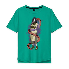 Мужская футболка хлопок Oversize с принтом Орочимару в Петрозаводске, 100% хлопок | свободный крой, круглый ворот, “спинка” длиннее передней части | дзютсу | змея | орочимару