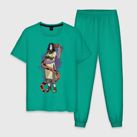 Мужская пижама хлопок с принтом Орочимару в Петрозаводске, 100% хлопок | брюки и футболка прямого кроя, без карманов, на брюках мягкая резинка на поясе и по низу штанин
 | дзютсу | змея | орочимару
