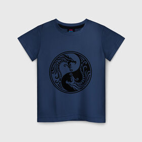 Детская футболка хлопок с принтом Два дракона Инь Янь в Петрозаводске, 100% хлопок | круглый вырез горловины, полуприлегающий силуэт, длина до линии бедер | дракон | инь | ян