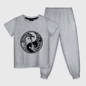 Детская пижама хлопок с принтом Два дракона Инь Янь в Петрозаводске, 100% хлопок |  брюки и футболка прямого кроя, без карманов, на брюках мягкая резинка на поясе и по низу штанин
 | дракон | инь | ян