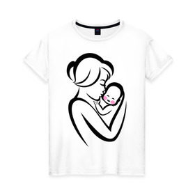 Женская футболка хлопок с принтом Лучшая мама на свете в Петрозаводске, 100% хлопок | прямой крой, круглый вырез горловины, длина до линии бедер, слегка спущенное плечо | лучшая мама | ребенок