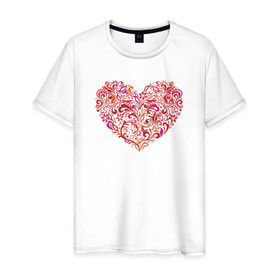 Мужская футболка хлопок с принтом Изумительная роспись на сердце в Петрозаводске, 100% хлопок | прямой крой, круглый вырез горловины, длина до линии бедер, слегка спущенное плечо. | 