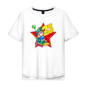 Мужская футболка хлопок Oversize с принтом Кот на паровозе в Петрозаводске, 100% хлопок | свободный крой, круглый ворот, “спинка” длиннее передней части | Тематика изображения на принте: 