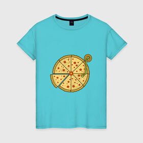 Женская футболка хлопок с принтом Виниловая пицца в Петрозаводске, 100% хлопок | прямой крой, круглый вырез горловины, длина до линии бедер, слегка спущенное плечо | 