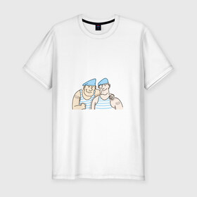 Мужская футболка премиум с принтом ВДВ в Петрозаводске, 92% хлопок, 8% лайкра | приталенный силуэт, круглый вырез ворота, длина до линии бедра, короткий рукав | 