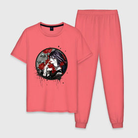 Мужская пижама хлопок с принтом Риза в Петрозаводске, 100% хлопок | брюки и футболка прямого кроя, без карманов, на брюках мягкая резинка на поясе и по низу штанин
 | tokyo ghoul | токийский гуль