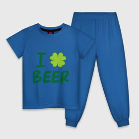 Детская пижама хлопок с принтом Love beer в Петрозаводске, 100% хлопок |  брюки и футболка прямого кроя, без карманов, на брюках мягкая резинка на поясе и по низу штанин
 | Тематика изображения на принте: beer | love | ирландия | клевер | патрик | праздник | святой