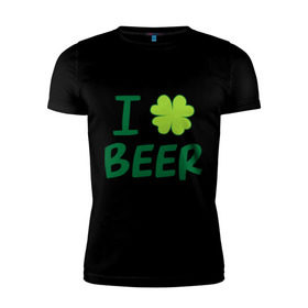 Мужская футболка премиум с принтом Love beer в Петрозаводске, 92% хлопок, 8% лайкра | приталенный силуэт, круглый вырез ворота, длина до линии бедра, короткий рукав | beer | love | ирландия | клевер | патрик | праздник | святой