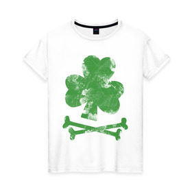 Женская футболка хлопок с принтом Клевер в Петрозаводске, 100% хлопок | прямой крой, круглый вырез горловины, длина до линии бедер, слегка спущенное плечо | st. patrick day | горшок золота | день святого патрика | зеленый | ирландия | клевер | лепрекон | праздники | радуга | трилистник