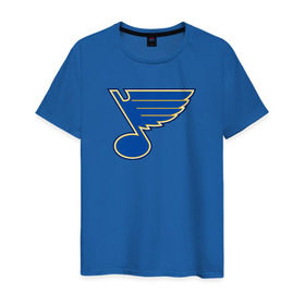 Мужская футболка хлопок с принтом St. Louis Blues в Петрозаводске, 100% хлопок | прямой крой, круглый вырез горловины, длина до линии бедер, слегка спущенное плечо. | st. louis blues tarasenko | нхл
