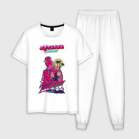 Мужская пижама хлопок с принтом Hotline Miami в Петрозаводске, 100% хлопок | брюки и футболка прямого кроя, без карманов, на брюках мягкая резинка на поясе и по низу штанин
 | hotline miami