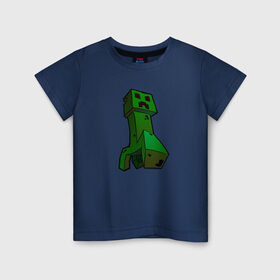 Детская футболка хлопок с принтом Minecraft крипер в Петрозаводске, 100% хлопок | круглый вырез горловины, полуприлегающий силуэт, длина до линии бедер | Тематика изображения на принте: крипер