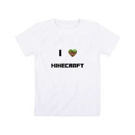 Детская футболка хлопок с принтом Minecraft сердце в Петрозаводске, 100% хлопок | круглый вырез горловины, полуприлегающий силуэт, длина до линии бедер | 