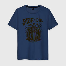 Мужская футболка хлопок с принтом Ride or Die в Петрозаводске, 100% хлопок | прямой крой, круглый вырез горловины, длина до линии бедер, слегка спущенное плечо. | америка | легенда | мото | мотоцикл