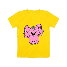 Детская футболка хлопок с принтом Розовый слон в Петрозаводске, 100% хлопок | круглый вырез горловины, полуприлегающий силуэт, длина до линии бедер | Тематика изображения на принте: слон