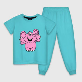 Детская пижама хлопок с принтом Розовый слон в Петрозаводске, 100% хлопок |  брюки и футболка прямого кроя, без карманов, на брюках мягкая резинка на поясе и по низу штанин
 | слон