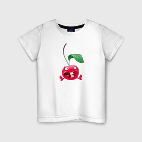 Детская футболка хлопок с принтом Вишн с зубами в Петрозаводске, 100% хлопок | круглый вырез горловины, полуприлегающий силуэт, длина до линии бедер | Тематика изображения на принте: @