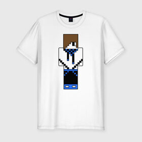 Мужская футболка премиум с принтом Лололошка майнкрафт в Петрозаводске, 92% хлопок, 8% лайкра | приталенный силуэт, круглый вырез ворота, длина до линии бедра, короткий рукав | лололошка
