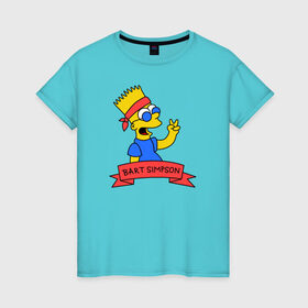 Женская футболка хлопок с принтом Барт Симпсон - Мир в Петрозаводске, 100% хлопок | прямой крой, круглый вырез горловины, длина до линии бедер, слегка спущенное плечо | bart simpson | барт | мир | симпсоны