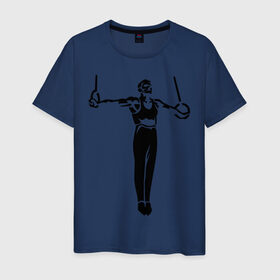 Мужская футболка хлопок с принтом Гимнаст в Петрозаводске, 100% хлопок | прямой крой, круглый вырез горловины, длина до линии бедер, слегка спущенное плечо. | гимнаст | гимнастика | спорт