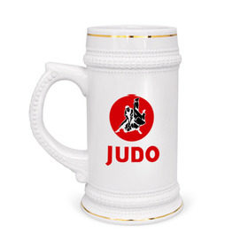 Кружка пивная с принтом Judo в Петрозаводске,  керамика (Материал выдерживает высокую температуру, стоит избегать резкого перепада температур) |  объем 630 мл | дзюдо