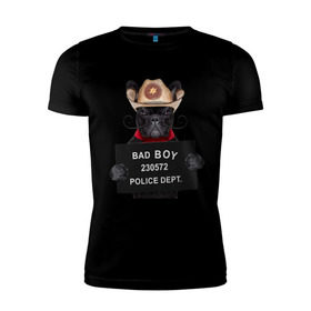 Мужская футболка премиум с принтом Bad boy в Петрозаводске, 92% хлопок, 8% лайкра | приталенный силуэт, круглый вырез ворота, длина до линии бедра, короткий рукав | Тематика изображения на принте: bad | dog | собака
